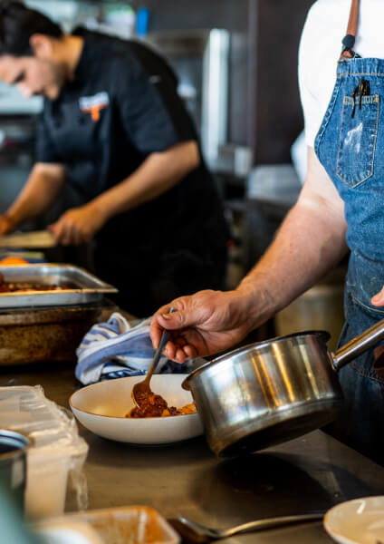 Preparing octopus in the kitchen